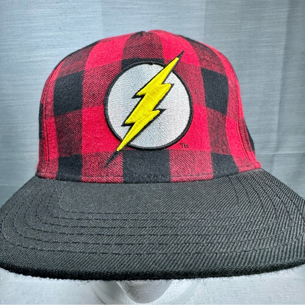 The Flash DC Comics Buffalo Plaid SnapBack Adjustable Hat